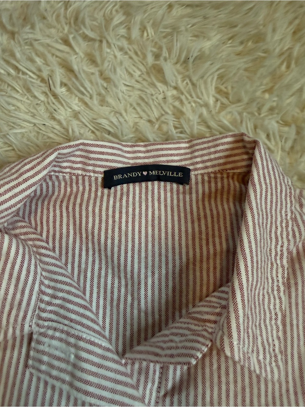 Brandy Melville Red and White Button Up - Picture 2 of 4
